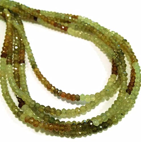 Grenat grossulaire vert perles facettées 3.75mm fil de pierre naturelle loisirs créatifs