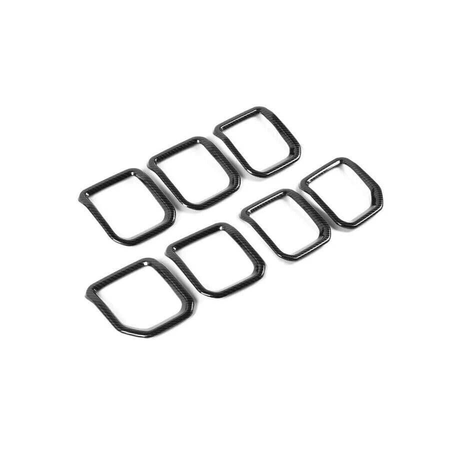 Image of Front Grill Inserts Grille Cover Compatible with Jeep Compass 2022-2024,7PCS Grille Cover Frame Trims (22+ Carbon Fiber Look)