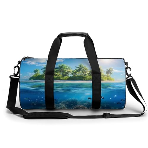Tropical Island Snorkeling Fish Gym Bag Travel Duffel Bag Lightweight Carry On Weekender Bag Tote Bags for Women Men