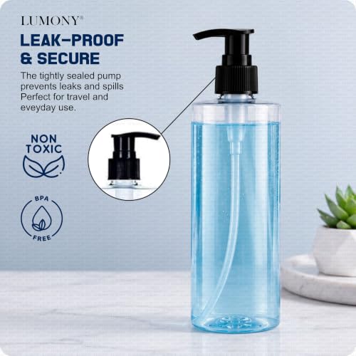 Image of LUMONY Pack of 2 - Dispenser Bottle 500 ML Transparent Clear Empty Dispenser Bottles Liquid Dispenser Set for Face, Hair, Garden, Sanitizer and More (Pack of 2)