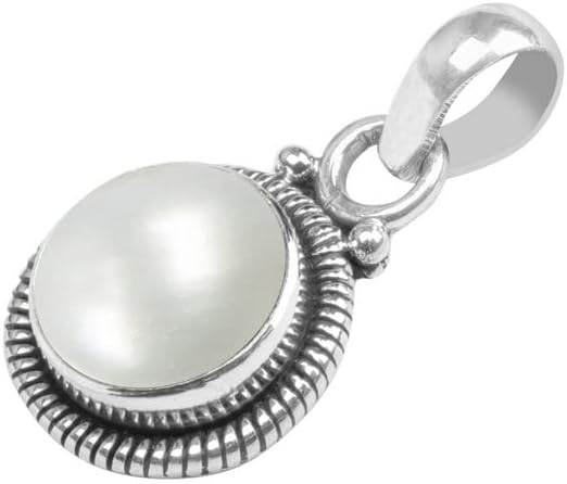 Avicrafts Gemstone 925 Sterling Silver Pendant Necklace For Women Girls- Natural Gemstone Solitaire Handmade Pendant