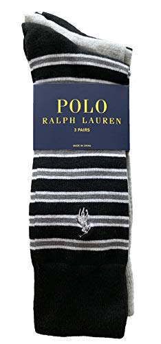 Polo Ralph Lauren 3 Pairs of Men's Casual Dress Trouser Socks 10-13 (Black Gray Multi/Black/Gray)2