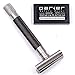 Parker Semi-Slant Safety Razor – Graphite Finish | Close Shaving Double Edge Razor for Sensitive Skin & Coarse Hair | Slanted Precision Head + 5 Platinum DE Blades | Iconic Brand
