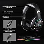 EKSA USB Casque de jeu, casques filaires, 7.1 Surround Sound Footstep Son Jugement, Annulant le bruit Microphone, RGB Light Casque Gaming, casques d'oreille pour PC, PS4, PS5, Ordinateur portable, Gray