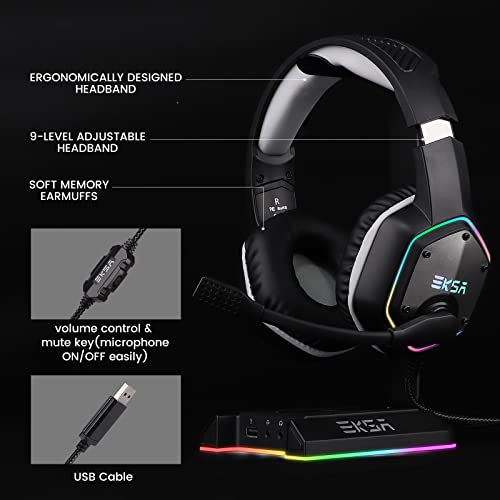 Casque Gaming USB EKSA avec Son Surround 7.1 et Micro PC PS4