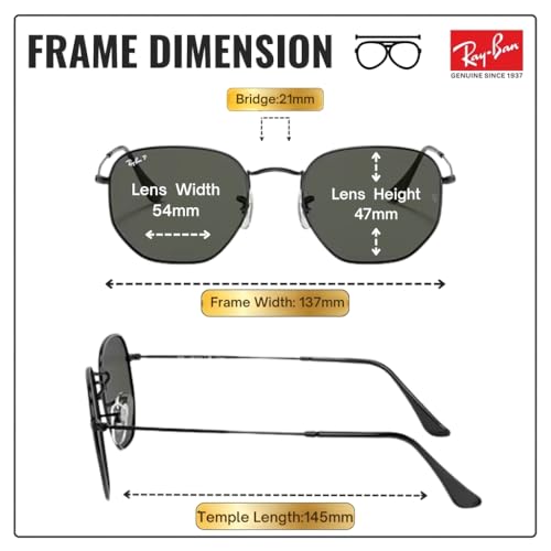 Image of Ray-Ban RB3548N HEXAGONAL FLAT LENSES Square-Round Shape Sunglasses for Men & Women with Official Eyewear Kit