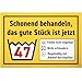 DankeDir! Schonend behandeln gute Stück - Schild 30 x 20 cm - Geburtstagsdeko Geschenkidee Geburtstagskarte Partydeko - Männer & Frauen 47. Geburtstag Geburtstagsgeschenk 47er Geschenk 47 Jahre