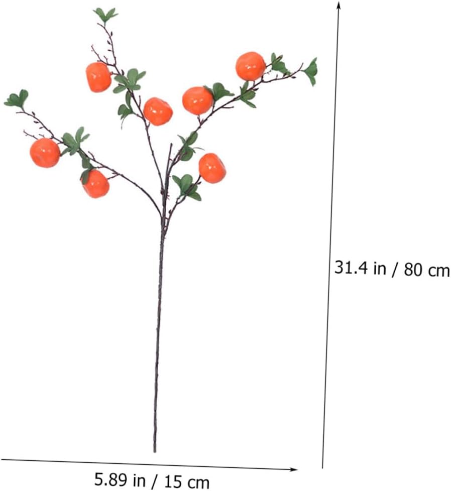 Lifelike Fake Orange Branches Artificial Fruit Decor 7-Head Simulation Ornaments for Living Room Tabletop New Year Centerpiece