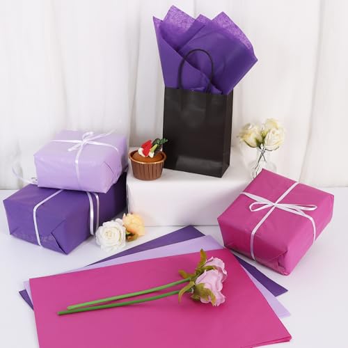Image of BEISHIDA 90 Sheets Purple Series Tissue Paper Bulk, Wrapping Tissue Paper for Gift Bags, 14 x 20 Inch Gift Wrap for Halloween Birthday Wedding DIY Crafts Decor Holiday Flowers