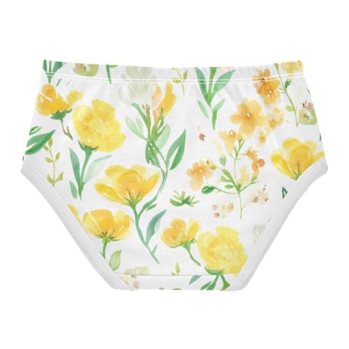 Personalized Girls Underwear Toddler 2t Cotton Panties for Girl Wildflowers Green Leaves Yellow Kids Briefs Undies2