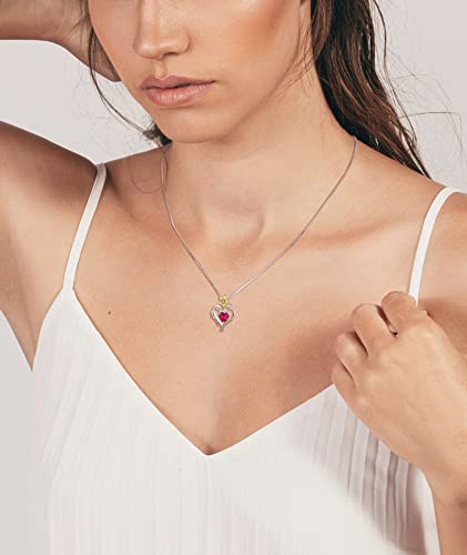 Yl Heart Necklace Sterling Silver Lily Flower Love Pendant 18K White Gold Created Ruby Jewelry For Women #TOP2