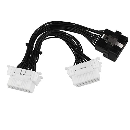 Futheda OBD II OBD2 1 à 2 Connecteur de câble de Voiture 16 Broches, rallonge répartiteur 1 x mâle et 2 x Femelle, Adaptateur de câble de rallonge Auto 15 cm Cover