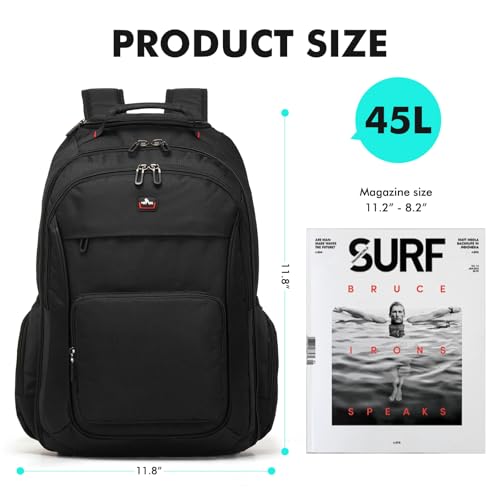 Rolling Backpack for Laptop 15.6 inch, Waterproof Travel Bag with Wheels, Business Carry on Luggage, Multi-compartments, Adjustable Aluminum Telescopic Handle, Black4