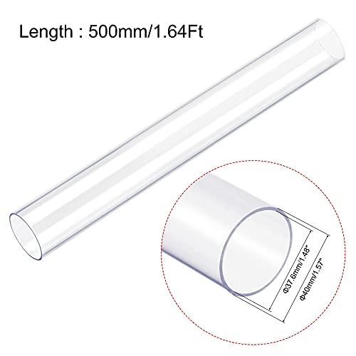 Image of uxcell Rigid Round Clear Tubing 37.6mm(1.48'') ID x 40mm(1.57'') OD x 1.64Ft Length Plastic Tube