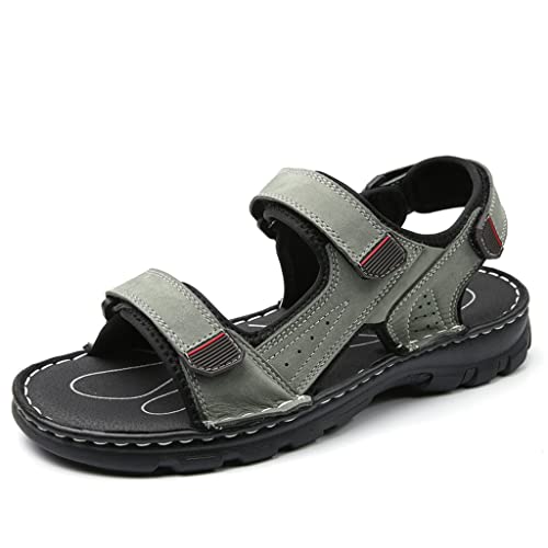 Leather Beach Sandals Men's Casual Shoes Outdoor Comfort Breathable Soft Street Fashion Classic Sandals for Male (Color : Green, Size : 10code) (Green 10.5code)