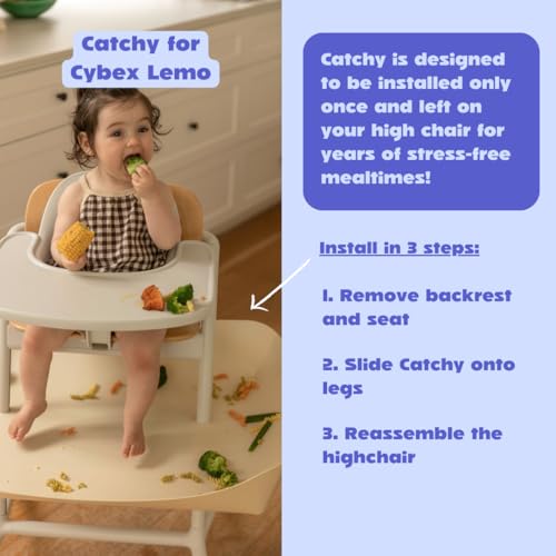 Image of CATCHY -Food Catcher- Compatible with Cybex Lemo High Chair +12 Other High Chairs -Highchair Sold Separately- Baby & Toddler Food & Mess Catcher -Premium Linen Inspired- Under High Chair Accessory | High Chair Food Catcher - High Chair Sold Separately - Baby & Toddler Food & Mess Catcher - Under High Chair Accessory