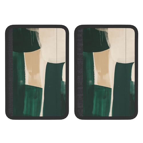Minimalist Emerald Green and Beige Shapes Car Seat Belt Cover 2 Pack Seatbelt Strap Shoulder Pad Protector Universal Comfort for Car