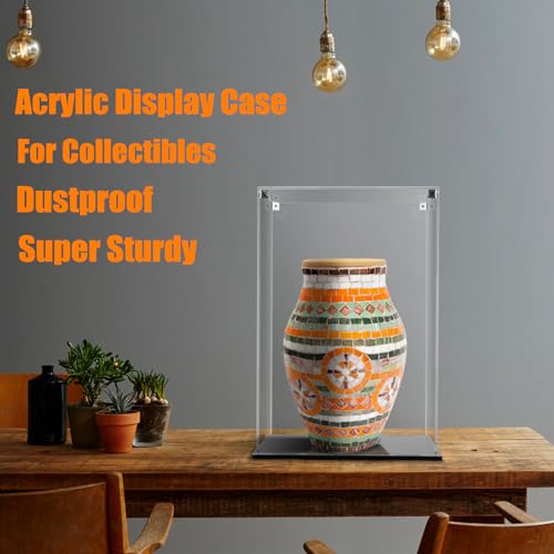 Image of Cliselda Large Acrylic Display Case 10x10x16 inch for Collectibles | Sturdy Clear Acrylic Display Box Trophy Case Countertop Box , Assemble Dustproof Protection Showcase for Models Figures Doll
