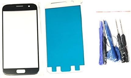 (md0410) Black Onyx Front Outer Lens Glass Replacement Compatible Galaxy S7 G930 + Adhesive + Tools (LCD Touch Screen and Digitizer not Included)