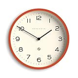 NEWGATE® Number Four Echo Wall Clock | Modern Round Clock | 30cm | Orange | Easy to Read Numbers | Ideal for Kitchen, Living Room or Office