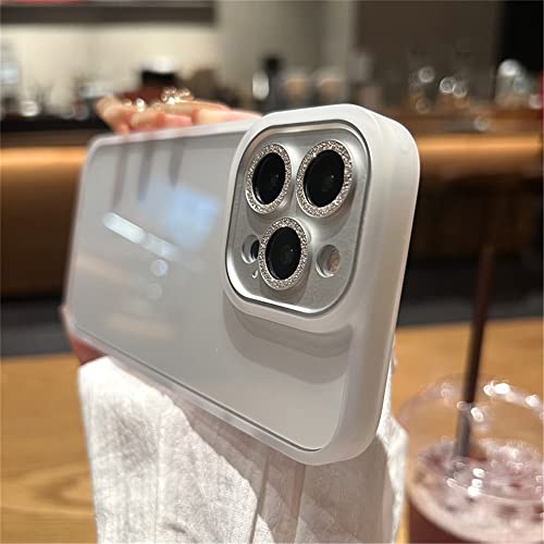 Coque iPhone 12 transparente avec cadre antichoc en silicone et protection caméra argent