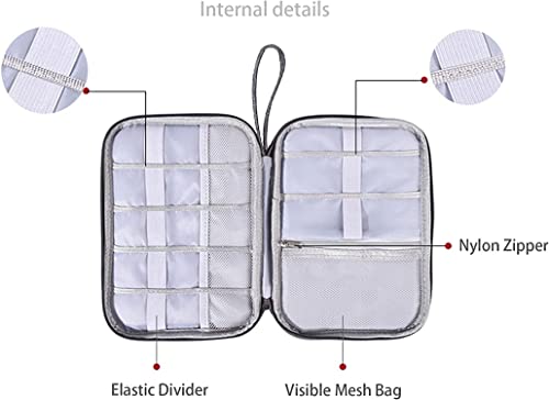 Image of House of Quirk Polyester Electronic Accessories Organizer, Universal Compact Travel Digital Accessories Storage Bag For Portable Charger, Cables, Earphone, Cord, Sd Card, Phone (Grey)