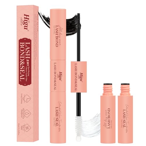 Higu clace Lash Bond and Seal Lash Glue for Eyelash Clusters,10ml Super Strong Hold Lash Cluster Glue Bond and Seal Waterproof for DIY Lash lusters Easy to Use at Home (5ml+5ml)