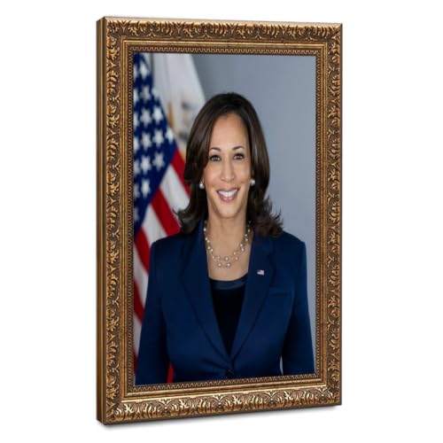 Impression sur toile Kamala Harris 50x75 cm avec cadre suspendu pour décoration murale de maison