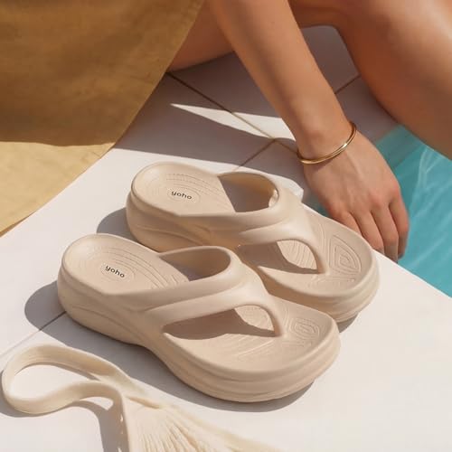 Image of YOHO Women Platform Slippers SLR 103 | Comfortable Triple Dense Foam Soft Flip-Flops with Heel Support | Anti-Skid Lightweight Footwear for Indoor & Outdoor Use