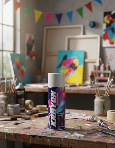 Image of BANNA Krayon Silver Acrylic Spray Paint 400 ml | Quick Dry Rust-Resistant Multi Surface Aerosol Spray Paint for Metal, Wood, Plastic, Glass, Furniture & DIY Projects