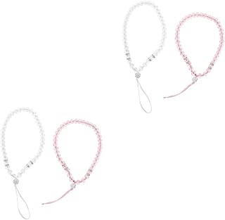 Toddmomy 4 Peças Cordão Para Telefone Para Celular Chaveiro De Pérola Pulseira De Telefone Chaveiro De Pulso Cordão De Telefone Celular Contas De Telefone Charme Pendurado Corda Corrente