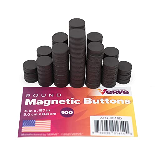 Verve Round Rubber Discs Craft Magnets, Small Button Magnets For Crafts, 100 Pack #TOP7