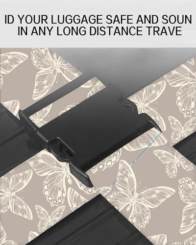 Image of Luggage Straps for Suitcases, Adjustable Travel Belt, Durable Wide Luggage Strap, Cute Suitcase Strap Identifiers with Buckle, Bag Straps for Luggage, Grey Cute Butterfly