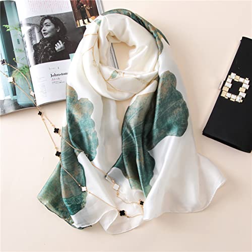 Myneiyi Fashion Scarves Scarf 100% Silk Feeling Scarf Silk Like Scarves Long Lightweight Sunscreen Shawls for Women, B48, One size