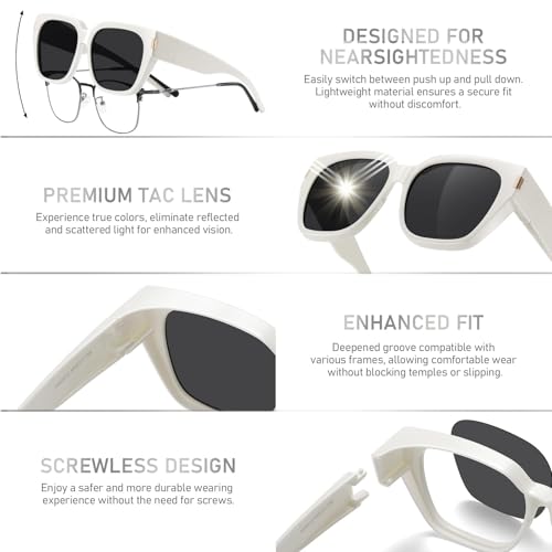 Image of HAOLOTA Polarized Fit Over Glasses Sunglasses for Women Men Trendy Square Wrap Around Shades UV Protection