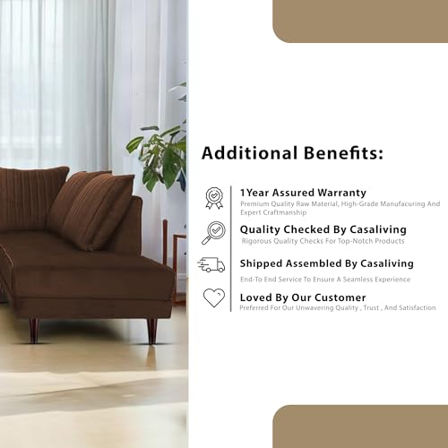 Image of Gratly RHS 4 Seater L Shape Sofa Set for Living Room (Brown Colour) Premium Fabric Sofa
