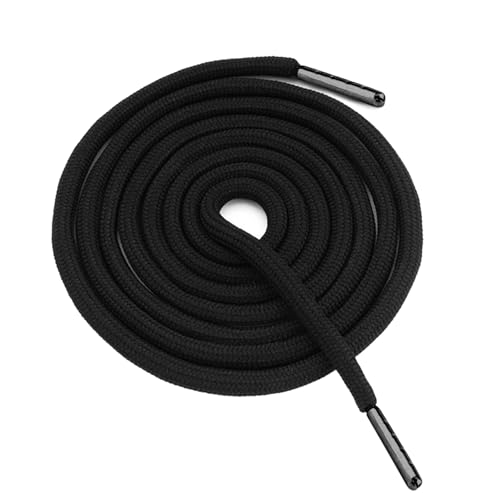 WALWAL 1 Pcs 51 Inch Replacement Drawstrings Cotton Drawstring Cord, Suitable for Sweatpants Hoodies Shorts(Black, Metal Rope Head)
