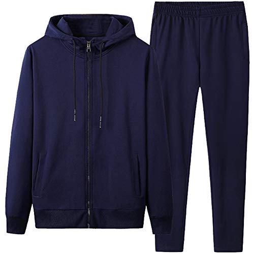 amropi Chandal de Jogging para Hombre Deportivo Chándal con Capucha y Cremallera Conjunto de Ropa 5XL,Azul