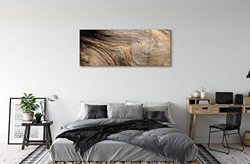 Tableau decoration murale photo image mur texture grain du bois verre 125x50cm