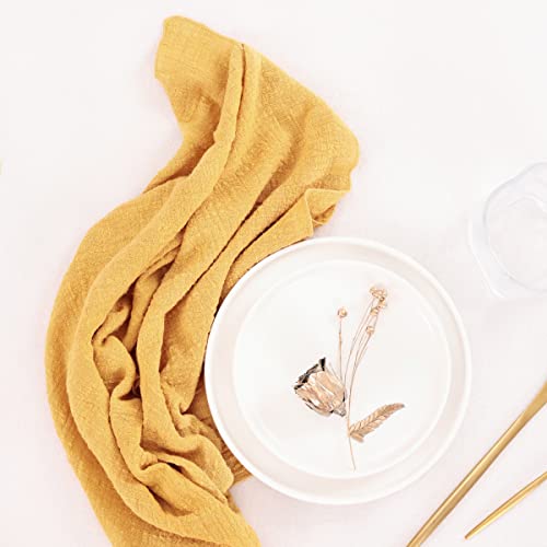 Linxtar Cheesecloth Gauze Napkins 6 Pack 16X16 Inches Ginger Yellow Bulk Vintage Handmade Cotton Cloth Napkins Events Decorative Rustic Soft Boho Dinner Napkins For Parties Wedding Everyday Use #TOP4