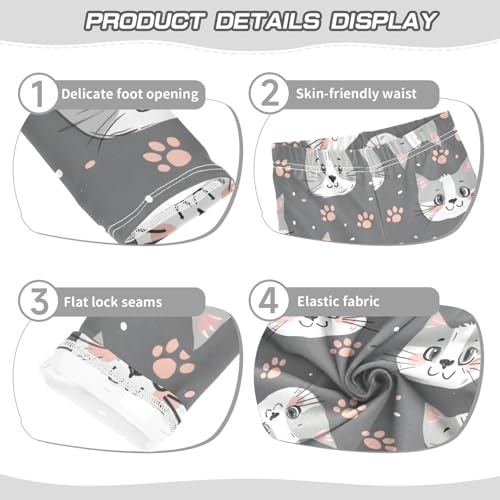 Cat Face Paw Print Girls Leggings Athletic Pants Tights Stretch Bottom3