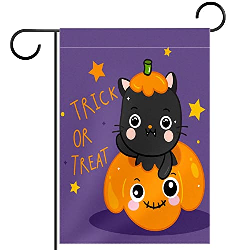 Drapeau d'Halloween chat avec citrouille : décoration de jardin toutes saisons