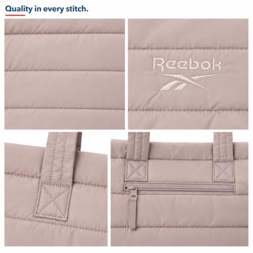 Image of Reebok Womens Tote Bag - Lightweight Carry On Puffer Quilted Tote Bag for Travel Work Travel and Daily Essentials