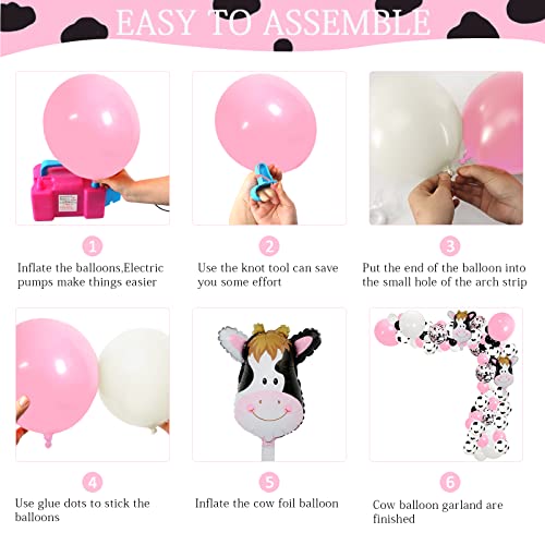 102 Pcs Funny Cow Party Decorations Cow Balloons Garland With Cow Happy Birthday Banner, Cow Print Balloon Arch Kit Pink Farm Animal Theme Party Balloon Garland Arch Kit For Kids Birthday Farm Party Decor #TOP6