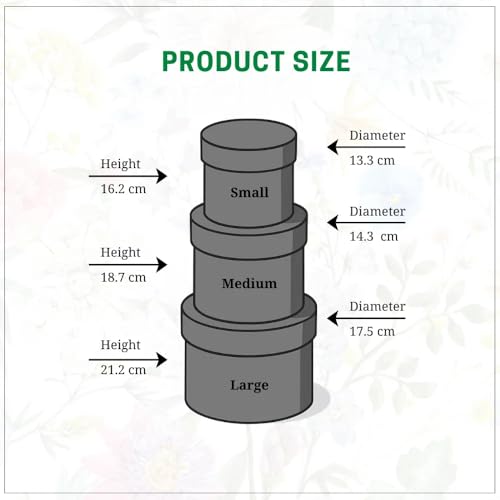 Image of Oasis Pack of 3 Premium Monocrome Design Gift & Flower Hamper Boxes With Lid | Classic Bouquet Box for Flower Arrangements | Decorative Gift Packaging Box