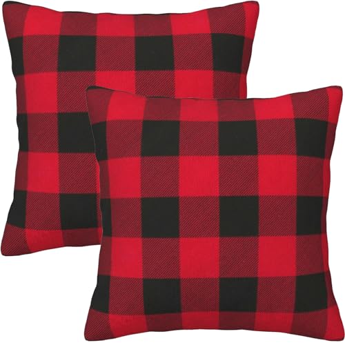 Jashem Plaid Throw Pillow Cover 18x18 Inch Cotton...