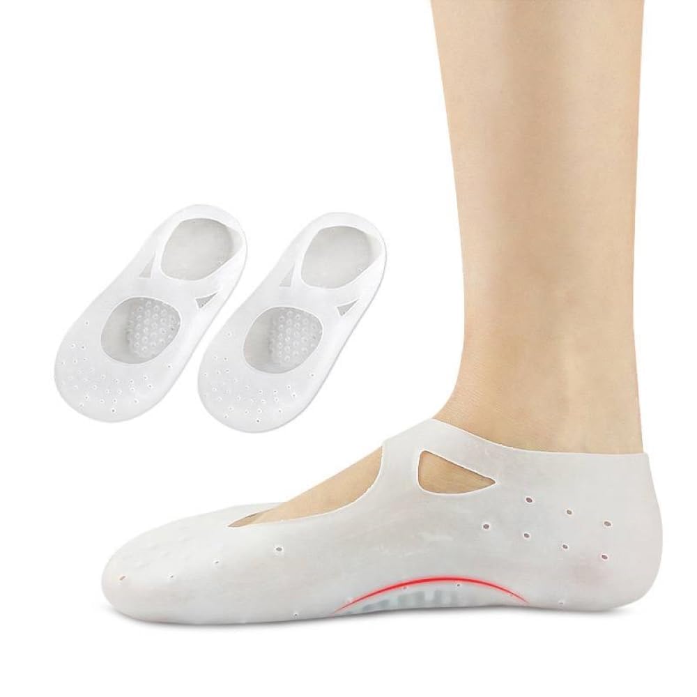 Gopendra Moisturizing Silicone Gel Socks with Arch Support, Heel Cup with Breathable Holes for Heel Pain Relief, Plantar Fasciitis, Arch Support for Flat Feet, Shock Absorption Cushion Ankle Pad For Men and Women(Free Size) (1 pair)-image-6