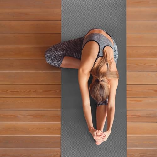 Image of Wakefit Yoga Mat | Anti Slip Single Layered | 72 X 24 inch | 4 mm Thick | Grey Asana | With Strap