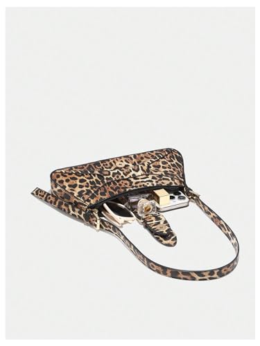 Verdusa Women's Leopard Print PU Leather Shoulder Bag Vintage Zipper Underarm Bags4