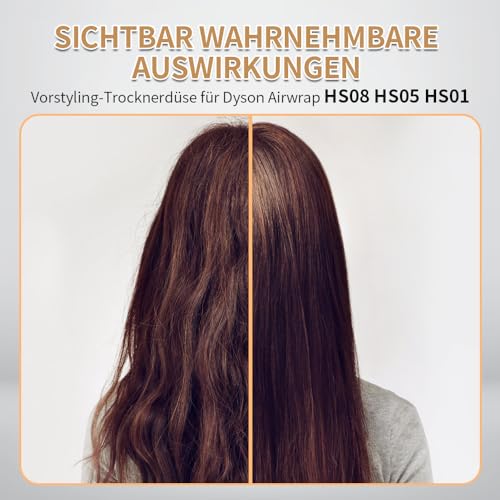 Laymi Trocknerdüse für Dyson Airwrap, Pre-Styling Trockner für Dyson Airwrap Aufsatz HS01 HS05HS08, Zubehör für Haartrockner Schnell Trocknen gold gelb-braun